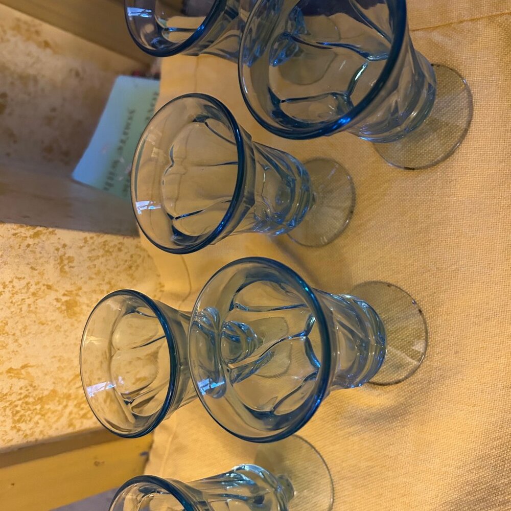 Vintage Goblets Fostoria Jamestown Blue  swirl pattern  5in tall - Picture 7 of 7